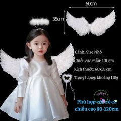Bộ Trang Phục Thiên Thần 3 Mảnh Cho Bé Gái - Cánh Thiên Thần và Phụ Kiện Halloween, Trung Thu, Thời Trang Hóa Trang