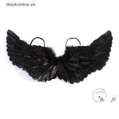 Cánh Thiên Thần Đen Halloween - Phụ Kiện Hóa Trang Độc Đáo Kích Thước 60x35cm, 80x40cm - Thời Trang Vũ Điệu Huyền Ảo
