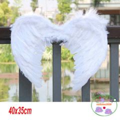 Bộ trang phục thiên thần Halloween - Đôi cánh lông vũ trắng và băng đô lông vũ cho hóa trang thú vị và phong cách cosplay
