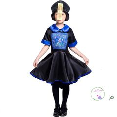 Bộ Trang Phục Halloween Ma Cương Thi Đỏ Đen Cho Trẻ Em - Áo Nón Halloween Độc Đáo 2025