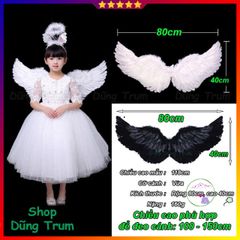 Cánh Thiên Thần Lông Vũ Đen Trắng - Phụ Kiện Hóa Trang Thiên Thần Chất Lượng Cao Cho Bé & Người Lớn
