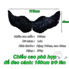 Cánh Thiên Thần Lông Vũ Đen Trắng - Phụ Kiện Hóa Trang Thiên Thần Chất Lượng Cao Cho Bé & Người Lớn