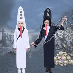 Bộ Trang Phục Hắc Vô Thường - Áo Choàng Thần Chết Halloween, Mặt Nạ & Găng Tay Cương Thi - Cosplay Kinh Dị Cho Tiệc Hóa Trang