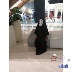 Set Hóa Trang Vô Diện - Áo Choàng Đen, Mặt Nạ Kaonashi và Găng Tay Cho Trẻ Em và Người Lớn - Cosplay Hayao Miyazaki