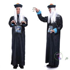 Bộ Trang Phục Halloween Cương Thi - Hóa Trang Ma Quái Với Mặt Nạ & Tóc Giả Cho Trẻ Em - Phụ Kiện Cosplay Thầy Pháp Sư Bắt Ma