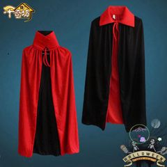 Bộ Trang Phục Ma Cà Rồng Halloween Hai Mặt Kèm Mặt Nạ - Áo Choàng Đen Đỏ Cho Trẻ Em và Người Lớn, Trang Phục Cosplay Dịp Lễ
