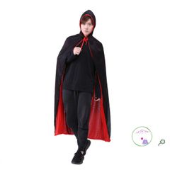 Bộ Trang Phục Ma Cà Rồng Halloween Hai Mặt Kèm Mặt Nạ - Áo Choàng Đen Đỏ Cho Trẻ Em và Người Lớn, Trang Phục Cosplay Dịp Lễ