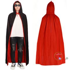 Bộ Trang Phục Ma Cà Rồng Halloween Hai Mặt Kèm Mặt Nạ - Áo Choàng Đen Đỏ Cho Trẻ Em và Người Lớn, Trang Phục Cosplay Dịp Lễ