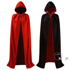 Bộ Trang Phục Ma Cà Rồng Halloween Hai Mặt Kèm Mặt Nạ - Áo Choàng Đen Đỏ Cho Trẻ Em và Người Lớn, Trang Phục Cosplay Dịp Lễ
