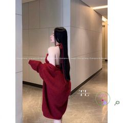 Bộ Len Yếm Họa Tiết Hoa Thời Trang Nữ Kèm Áo Choàng Sang Trọng và Gang Tay Chất Lượng Cao - Giáng Sinh Hay Quà Tặng Thú Vị