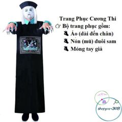 Bộ Trang Phục Halloween Cương Thi Hắc Bạch Vô Thường - Pháp Sư Diêm Vương Bí Ẩn Cho Người Lớn - Hóa Trang Độc Đáo, Ấn Tượng