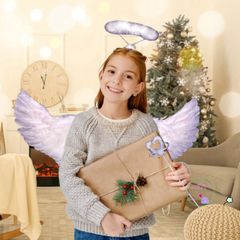 Bộ Cánh Thiên Thần Huyền Bí Cho Bé - Trang Phục Halloween Kèm Băng Đô Và Đũa Phép Cosplay Dễ Thương