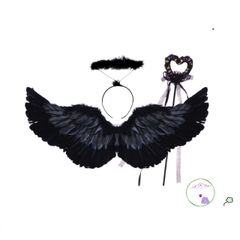 Bộ Cánh Thiên Thần Huyền Bí Cho Bé - Trang Phục Halloween Kèm Băng Đô Và Đũa Phép Cosplay Dễ Thương