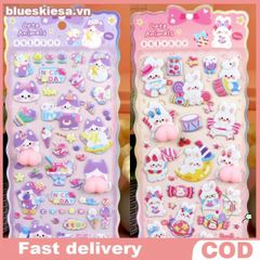 Sticker Kawaii 3D Hình Chó Mèo Dễ Thương - Nhãn Dán Trang Trí Điện Thoại & Laptop DIY, Quà Tặng Cho Fan Anime