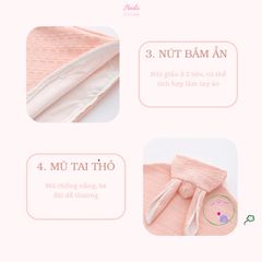 Áo Choàng Chống Nắng Tai Thỏ Hinata AC001 - Bảo Vệ Da Trẻ Tốt Nhất, Chất Liệu Thoáng Mát, Dễ Thương, Nhật Bản, Cho Bé 90-120cm