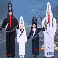 Bộ Đồ Hóa Trang Thần Chết Halloween Kinh Dị - Hắc Bạch Cương Thi Cho Tiệc Hóa Trang - Phụ Kiện Cosplay Đầy Ảo Dị
