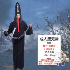 Bộ Đồ Hóa Trang Thần Chết Halloween Kinh Dị - Hắc Bạch Cương Thi Cho Tiệc Hóa Trang - Phụ Kiện Cosplay Đầy Ảo Dị