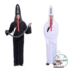 Bộ Đồ Halloween Huyền Bí - Trang Phục Pháp Sư, Cương Thi, Hắc Bạch Vô Thường Dành Cho Người Lớn, Hoàn Hảo Cho Tiệc Hóa Trang