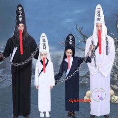 Bộ Đồ Hóa Trang Halloween Kinh Dị Thần Chết - Bộ Trang Phục Cương Thi Hắc Bạch Cho Tiệc Hóa Trang, Cosplay và Chụp Ảnh