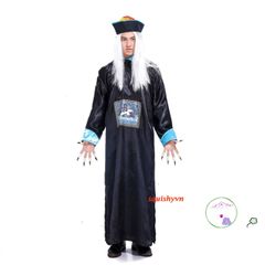 Bộ Đồ Hóa Trang Halloween Kinh Dị Thần Chết - Bộ Trang Phục Cương Thi Hắc Bạch Cho Tiệc Hóa Trang, Cosplay và Chụp Ảnh