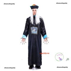 Bộ Y Phục Halloween Hắc Bạch-Vô Thường - Thần Chết Kinh Dị, Áo Choàng, Găng Tay, Mũ, Dụng Cụ Cosplay Tiệc Ngày Ma Quái