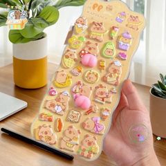 Nhãn Dán Hoạt Hình Capybara 3D Dễ Thương - Trang Trí Điện Thoại, Sổ Tay & Giảm Stress - Quà Tặng Độc Đáo