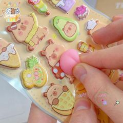 Nhãn Dán Hoạt Hình Capybara 3D Dễ Thương - Trang Trí Điện Thoại, Sổ Tay & Giảm Stress - Quà Tặng Độc Đáo