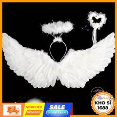 Bộ Hóa Trang Thiên Thần Bé Gái - Cánh Lông Vũ Cho Halloween & Giáng Sinh - Phụ Kiện Lễ Hội An Toàn, Thân Thiện Với Môi Trường