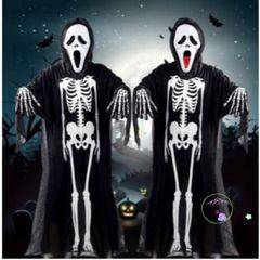 Bộ Trang Phục Hóa Trang Ma Quái Cho Người Lớn - Áo Choàng, Mặt Nạ & Găng Tay Halloween Đầy Kinh Dị Dành Cho Trẻ Em