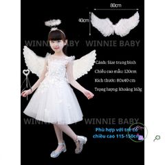 Bộ 3 Trang Phục Thiên Thần Dễ Thương Cho Bé Gái - Hóa Trang Halloween, Giáng Sinh, Công Chúa, Quà Tết
