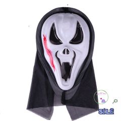 Bộ Hóa Trang Vô Diện Halloween - Áo Choàng Đen & Mặt Nạ Nhựa Trắng, Phù Hợp Mọi Lứa Tuổi, Tiệc Cosplay, Sự Kiện Thú Vị