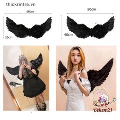 Đôi Cánh Thiên Thần Lông Vũ Đen Trắng - Phụ Kiện Thời Trang Cánh Ác Quỷ Độc Đáo Cho Dịp Halloween