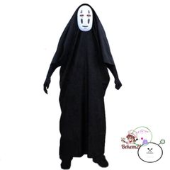 Set Cosplay Vô Diện - Áo Choàng Đen & Mặt Nạ Huyền Bí Cho Người Lớn Trẻ Em, Thời Trang Ma Quái, Xu Hướng Độc Lạ
