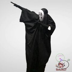 Set Cosplay Vô Diện - Áo Choàng Đen & Mặt Nạ Huyền Bí Cho Người Lớn Trẻ Em, Thời Trang Ma Quái, Xu Hướng Độc Lạ