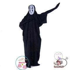 Set Cosplay Vô Diện - Áo Choàng Đen & Mặt Nạ Huyền Bí Cho Người Lớn Trẻ Em, Thời Trang Ma Quái, Xu Hướng Độc Lạ