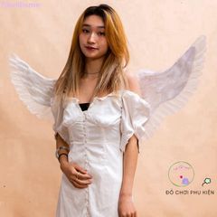 Cánh Thiên Thần WillisMe - Phụ Kiện Tóc Lông Vũ Đen Trắng Unisex Halloween - Đạo Cụ Cosplay và Tiệc Tùng Thú Vị