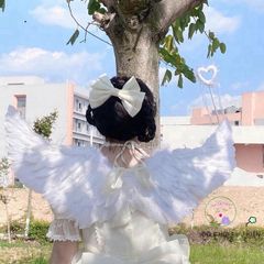 Cánh Thiên Thần WillisMe - Phụ Kiện Tóc Lông Vũ Đen Trắng Unisex Halloween - Đạo Cụ Cosplay và Tiệc Tùng Thú Vị
