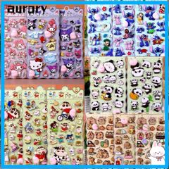 Nhãn Dán Kawaii AURORY Dạng Phồng - 12 Miếng Trang Trí Dễ Thương Cho Laptop và Điện Thoại - Chất Liệu PVC Mềm Mại