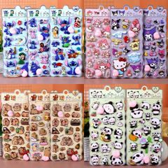 Nhãn Dán Kawaii AURORY Dạng Phồng - 12 Miếng Trang Trí Dễ Thương Cho Laptop và Điện Thoại - Chất Liệu PVC Mềm Mại