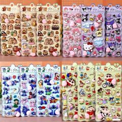 Nhãn Dán Kawaii AURORY Dạng Phồng - 12 Miếng Trang Trí Dễ Thương Cho Laptop và Điện Thoại - Chất Liệu PVC Mềm Mại