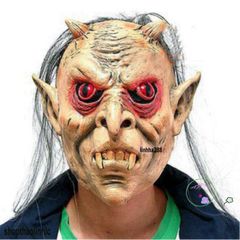 Mặt Nạ Hóa Trang Đen Dài Tóc - Mặt Nạ Ma Mắt Đỏ Cho Halloween - Phụ Kiện Thời Trang Độc Đáo