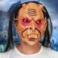 Mặt Nạ Hóa Trang Đen Dài Tóc - Mặt Nạ Ma Mắt Đỏ Cho Halloween - Phụ Kiện Thời Trang Độc Đáo