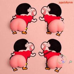 Sticker Silicon Hình Đào Giảm Stress - Dán Tablet, Xe Hơi, Quà Tặng Độc Đáo, Mô Hình Shin Siêu Cute