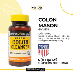 Viên Uống Thải Độc Đại Tràng Mason Natural Herbal Colon Cleanser - Hỗ Trợ Tiêu Hóa Khỏe Mạnh, Sản Phẩm Chính Hãng Mỹ