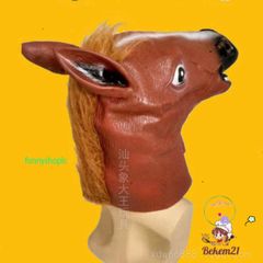 Mặt Nạ Ngựa Nâu Latex - Đạo Cụ Hóa Trang Halloween và Trung Thu - Phù Hợp Với Mọi Lứa Tuổi, Sự Kiện Lễ Hội