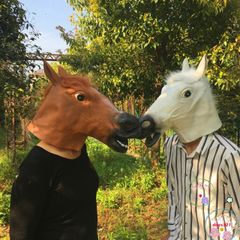 Mặt Nạ Đầu Ngựa Trắng - Phụ Kiện Hóa Trang Halloween và Cosplay Ngựa Hắc Bạch, Latex Thoải Mái, Đa Dạng Sử Dụng