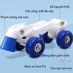 Giày Patin 2 Hàng Bánh Cho Trẻ Em - An Toàn, Dễ Tập Trượt, Lót Dày Thoải Mái, Màu Hồng Xanh Dương, Quà Tặng Vận Động Cho Bé
