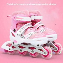 Giày Patin Sport Được Điều Chỉnh Kích Cỡ - Giày Trượt Cho Trẻ Em và Người Lớn, Đen-Hồng, Dễ Dàng Sử Dụng, Bảo Hành 1 Đổi 1