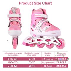 Giày Patin Sport Được Điều Chỉnh Kích Cỡ - Giày Trượt Cho Trẻ Em và Người Lớn, Đen-Hồng, Dễ Dàng Sử Dụng, Bảo Hành 1 Đổi 1
