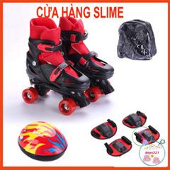 Giày Patin 4 Bánh 2 Hàng An Toàn Kèm Bộ Bảo Hộ Chân Tay - Giày Trượt An Toàn Cho Trẻ Em, Chất Liệu Cao Cấp, Thiết Kế Trẻ Trung